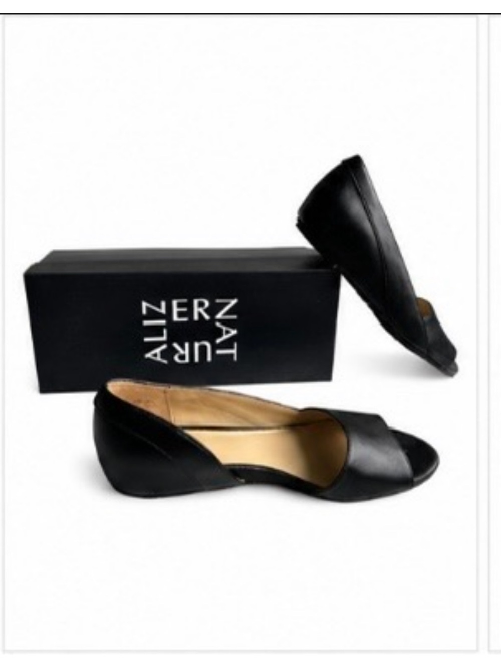Naturalizer Black  Open-Toe Comfort Flats size 8.5M